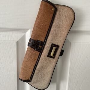 Calf Hair Leather Crocodile-Embossed Clutch Wristlet Fino Leatherware Cow Hide